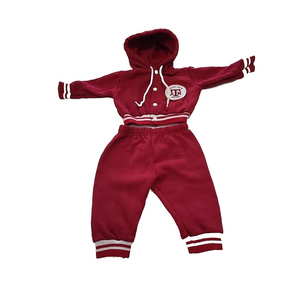 Vtg 80s A&M University Aggie Baby Jogger Set Unisex Jacket Pants 3-6 m Football